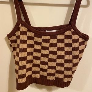 Brown checkered crop top